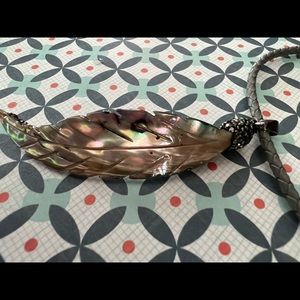 Handmade Feather Gray Leather Necklace